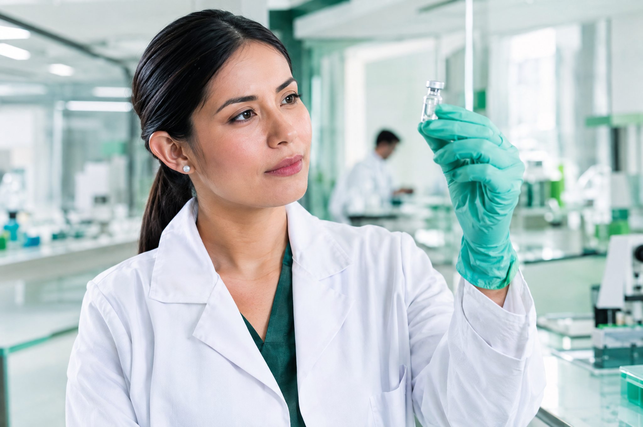 Científica farmacéutica en laboratorio